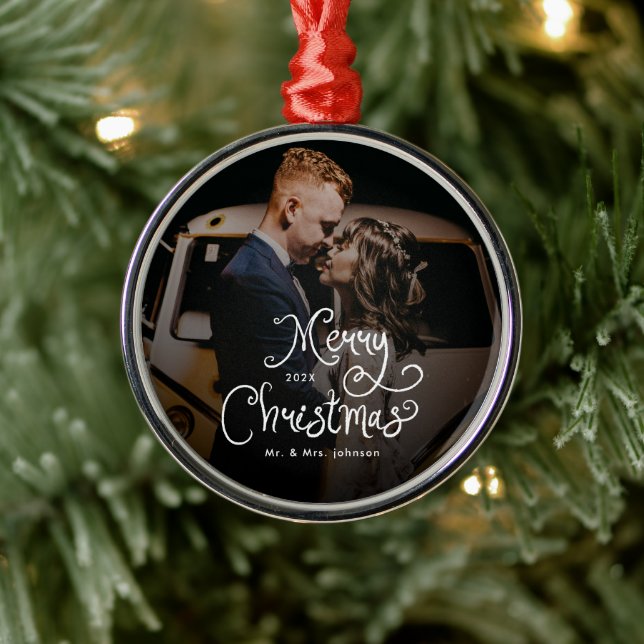 Ornamento De Metal Feliz Natal Roteiro Caprichoso Foto Personalizada  (Árvore)