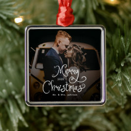 Ornamento De Metal Feliz Natal Roteiro Caprichoso Foto Personalizada