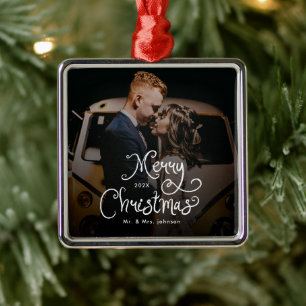 Ornamento De Metal Feliz Natal Roteiro Caprichoso Foto Personalizada
