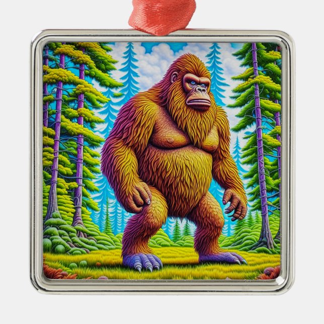 Ornamento De Metal Feliz Natal Sasquatch (Frente)