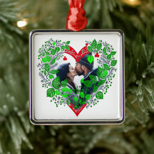 Ornamento De Metal Feliz Natal Sweetheart Foto de Natal do Coração