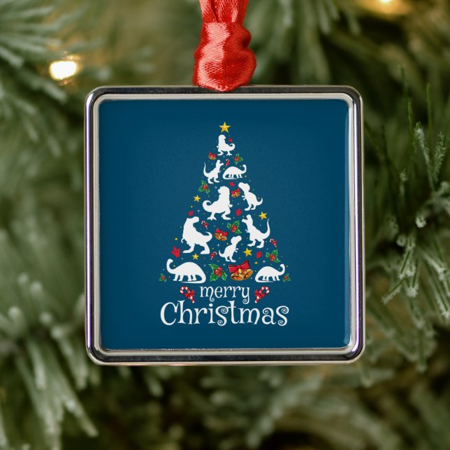 Ornamento De Metal Feliz Natal T Rex Crianças Engraçado Natal (Árvore)