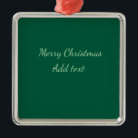 Ornamento De Metal Feliz Natal verde plano solo holida<br><div class="desc">Design</div>