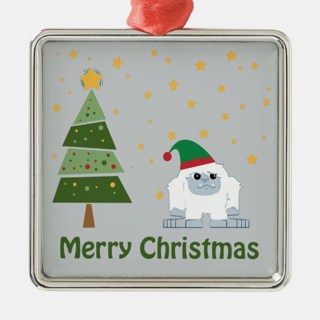 Ornamento De Metal Feliz Natal Yeti (Frente)