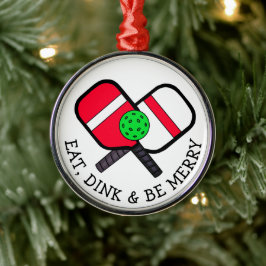 Ornamento De Metal Feliz Pickleball no Natal