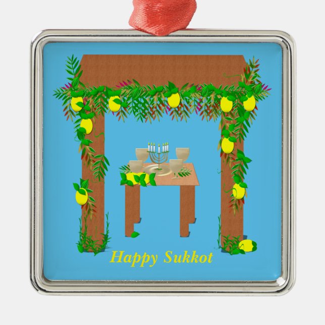 Ornamento De Metal Feliz Sukkot, Personalizado (Frente)