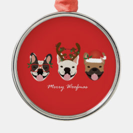 Ornamento De Metal Feliz Woofmas Bolsas Francesas Cabeças de Natal