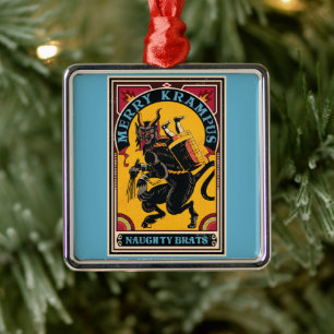 Ornamento De Metal Feliz Xmas Krampus Naughs Brats Circus Poster