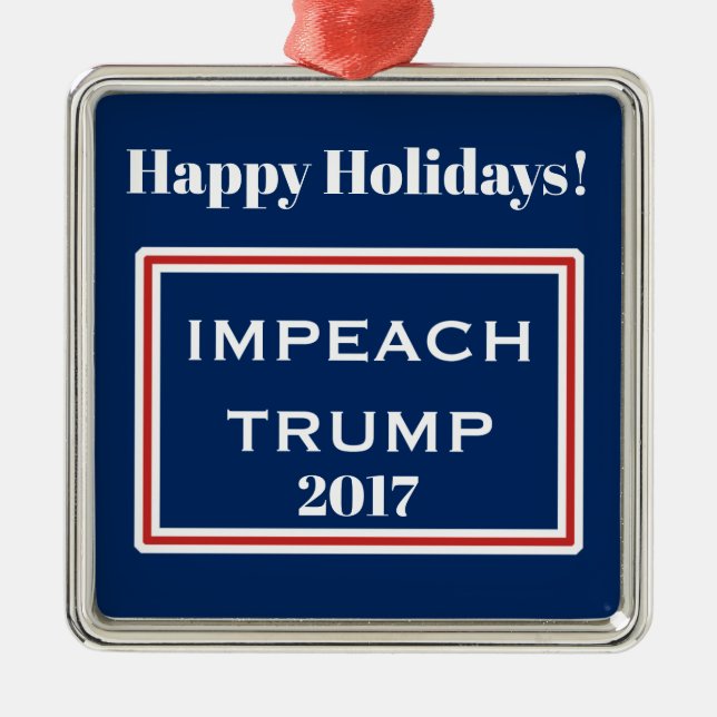 Ornamento De Metal Felizes Feriados Impeach Trump Red White Modelo (Frente)