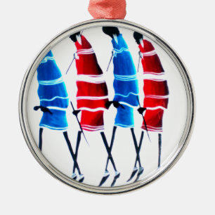 Ornamento De Metal Felizes Pessoas Maasai Guerreiros Andando Impressã