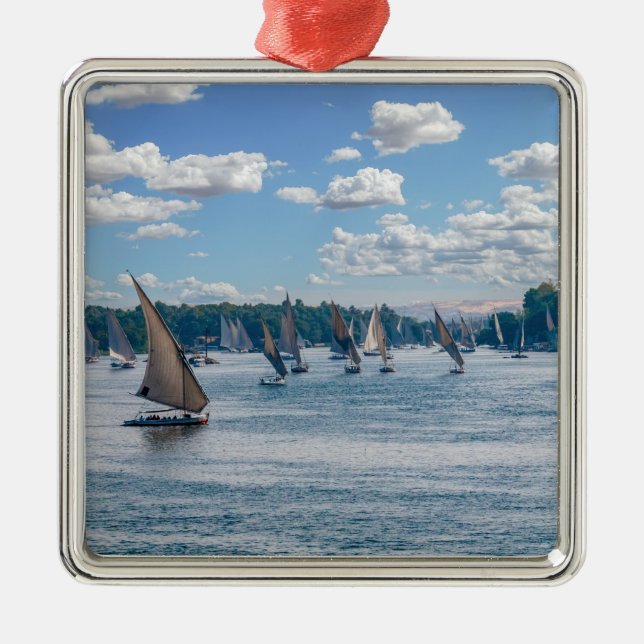 Ornamento De Metal Feluccas navegando ao longo do Nilo - Aswan, Egito (Frente)