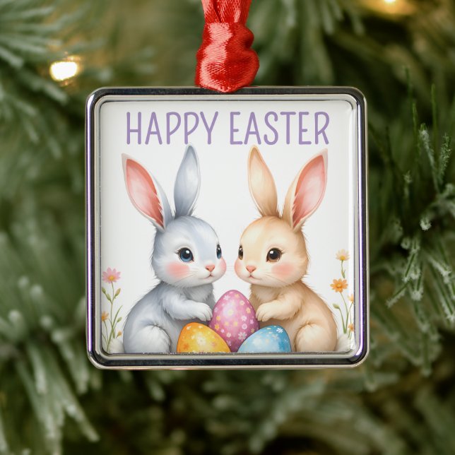 Ornamento De Metal Felz pascoa de coelhos de Páscoa de Cana-d'Água (Árvore)