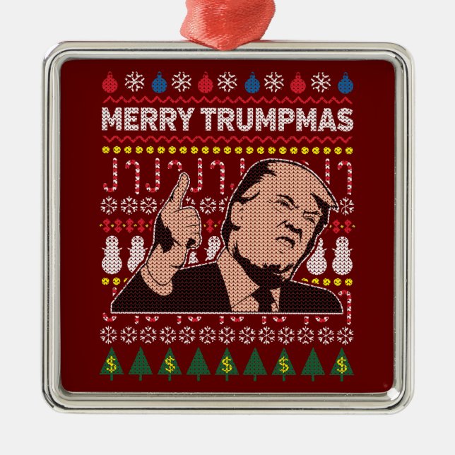 Ornamento De Metal Feriado de Trumpmas da Feliz Donald Trump (Frente)
