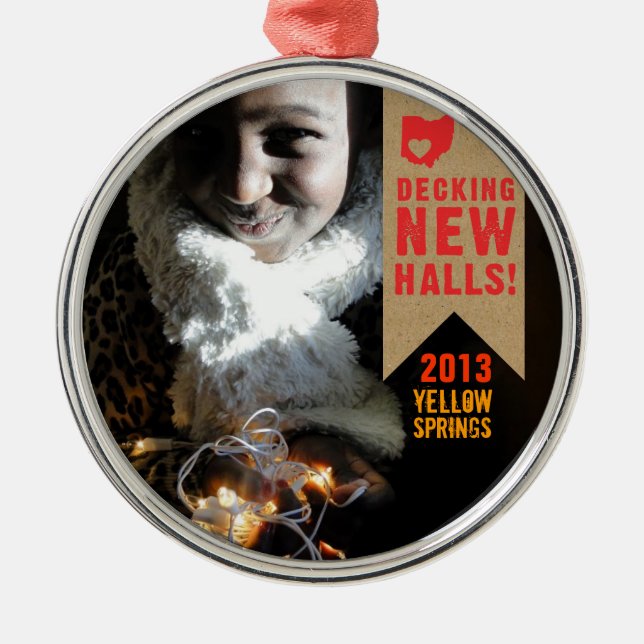 Ornamento De Metal Feriado que move o carimbo postal de Ohio (Frente)