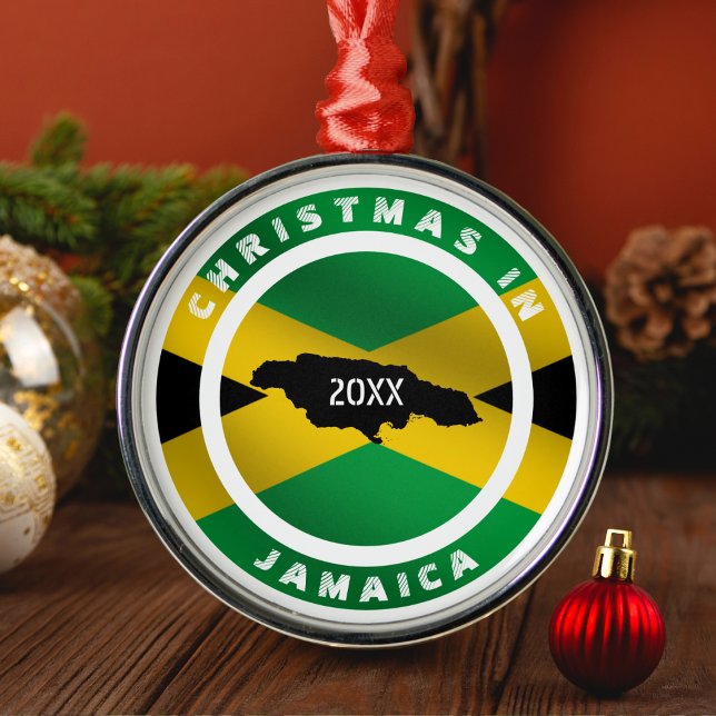 Ornamento De Metal Férias de Natal na Jamaica (Christmas in Jamaica Jamaican Holiday Vacation Metal Ornament)