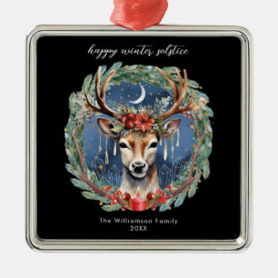 Ornamento De Metal Férias do Solstício de Inverno Veado Coroa Yule Na