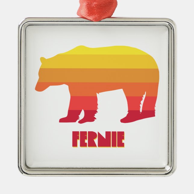 Ornamento De Metal Fernie British Columbia Rainbow Bear (Frente)