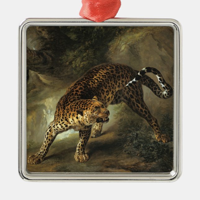 Ornamento De Metal Ferocious Wild Leopard (por Jean-Baptiste Oudry) (Frente)