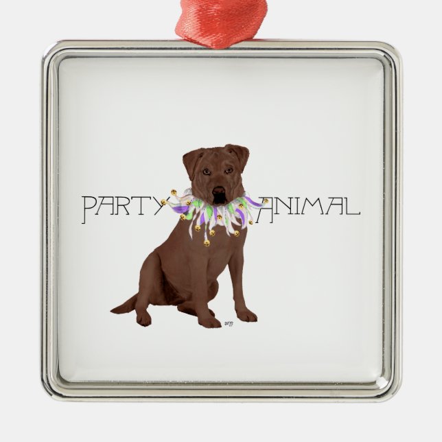 Ornamento De Metal Festa de Chocolate Labrador (Frente)