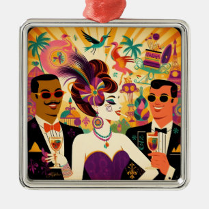 Ornamento De Metal Festa de Cocktail Mardi Gras Retro Meados do Sécul