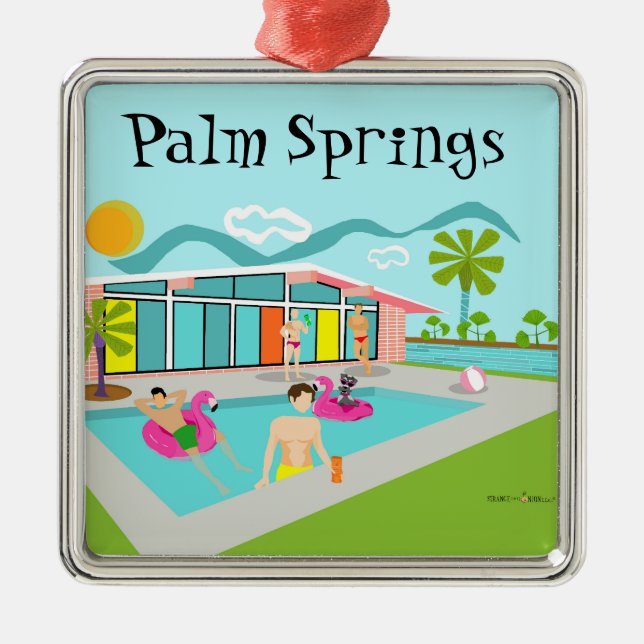 Ornamento De Metal Festa de Piscina Flamingo Rosa-Gay (Frente)