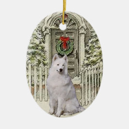 Ornamento De Metal Festa Samoyed Cuja Fama Chegou ao Natal