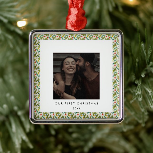 Ornamento De Metal Festivo Nossa Primeira Foto De Natal (Árvore)
