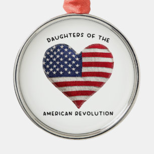 Ornamento De Metal Filhas da Revolução Americana DAR US Coração