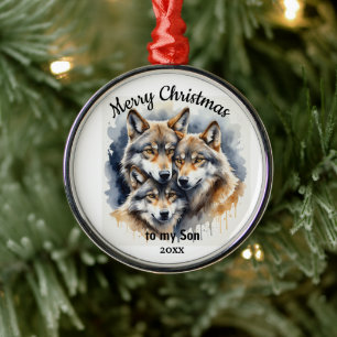 Ornamento De Metal Filho do Lobo de Natal Datado Personalizado
