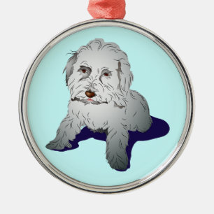 Ornamento De Metal Filhote de cachorro bonito de Maltipoo
