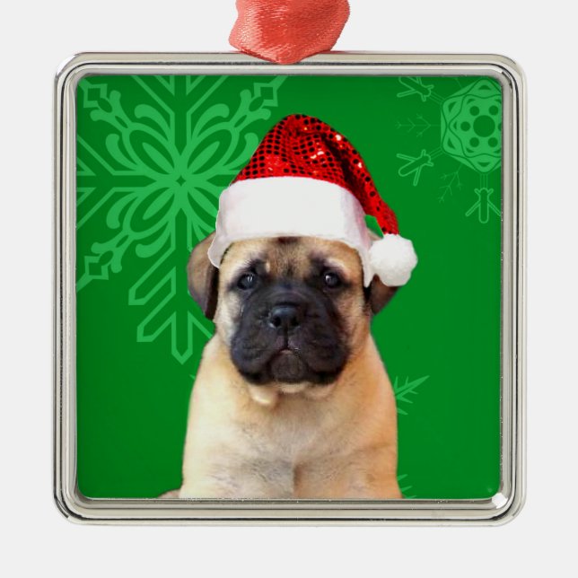 Ornamento De Metal Filhote de cachorro do bullmastiff do Natal (Frente)