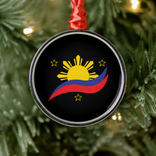 Ornamento De Metal Filipinas Filipino Pinoy Bandeira