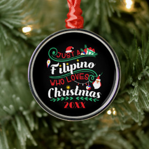 Ornamento De Metal Filipinas - Filipino que ama o Natal