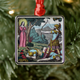 Ornamento De Metal Filomena sendo picada com setas