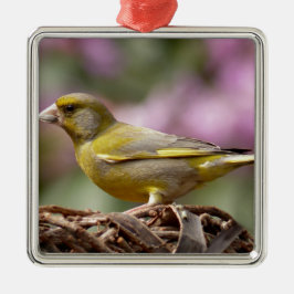Ornamento De Metal Finch Verde