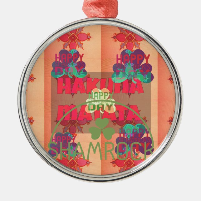 Ornamento De Metal Fique abençoado Feliz Dia de São Patrício Hakuna M (Frente)