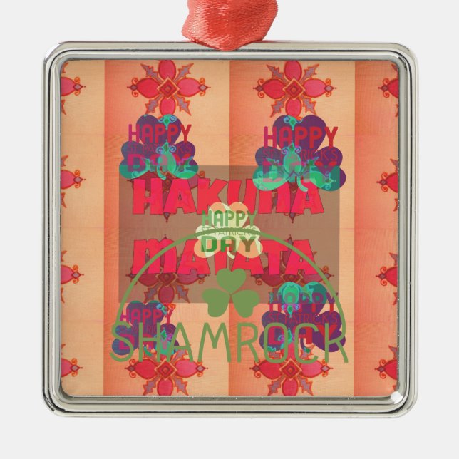 Ornamento De Metal Fique abençoado Feliz Dia de São Patrício Hakuna M (Frente)