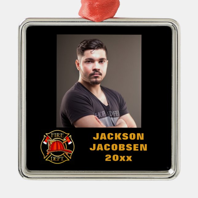 Ornamento De Metal Fire Department Emblem (Frente)