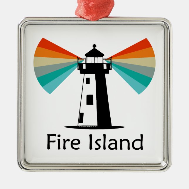 Ornamento De Metal Fire Island Lighthouse Rainbow (Frente)