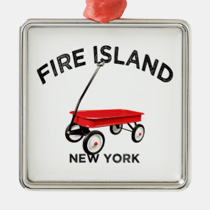 Ornamento De Metal Fire Island Red Wagon New York férias de verão LI