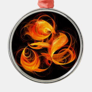 Ornamento De Metal Fireball Abstrato Art Round