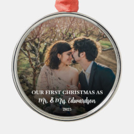 Ornamento De Metal First Christmas married as Mr. and Mrs. photo
