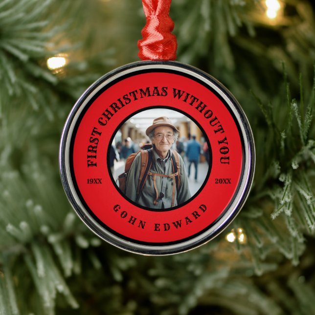 Ornamento De Metal First Christmas Without You Memorial Photo Art (Árvore)