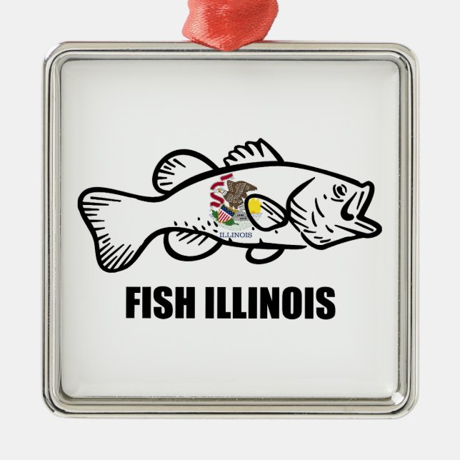 Ornamento De Metal Fish Illinois Bass (Frente)
