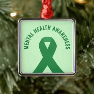 Ornamento De Metal Fita Verde de Sensibilização para a Saúde Mental