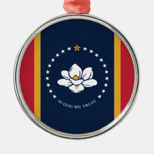 Ornamento De Metal Flag do Mississippi - New Magnolia Flag