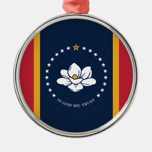 Ornamento De Metal Flag do Mississippi - New Magnolia Flag (Frente)