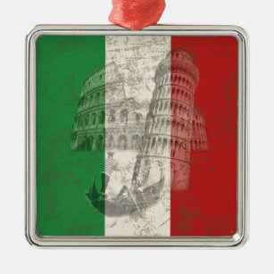 Ornamento De Metal Flag e Symbols of Italy ID157