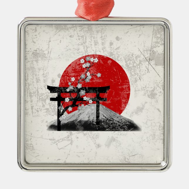 Ornamento De Metal Flag e Symbols of Japan ID153 (Frente)