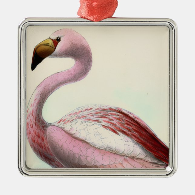 Ornamento De Metal Flamingo Antigo (Frente)